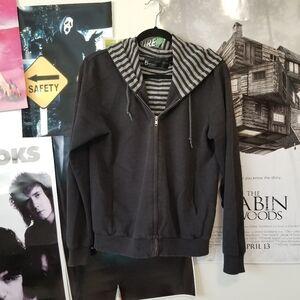 SOLD Striped Black and White Zip Up